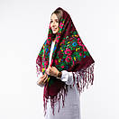 Українська хустка з тороками 120х120см Бордова, фото 2