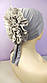 Чалма шапка жіноча 54-60рр трикотажна ззаду великий квітка сіра, фото 3