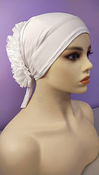 Чалма шапка жіноча 54-60рр трикотажна ззаду великий квітка біла