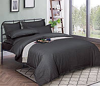 Комплект постельного белья двуспальный Темно-серый Страйп-сатин, 4 наволочки (620.565203)