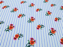 Сорочкова тканина (бавовна) білого кольору в блакитну смужку "Перетрум"