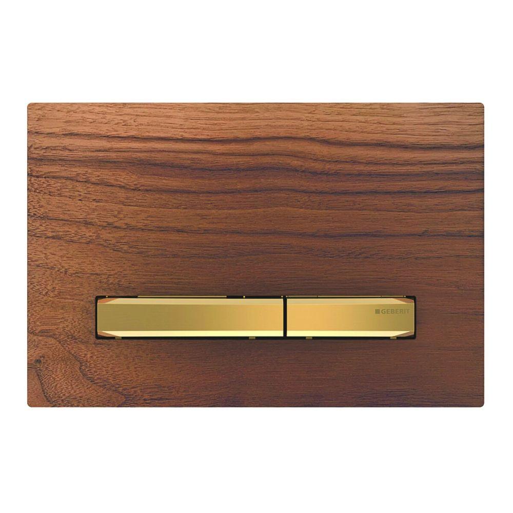 Змивна клавіша Geberit Sigma 50 для подвійного змиву колір латунь / чорний горіх
