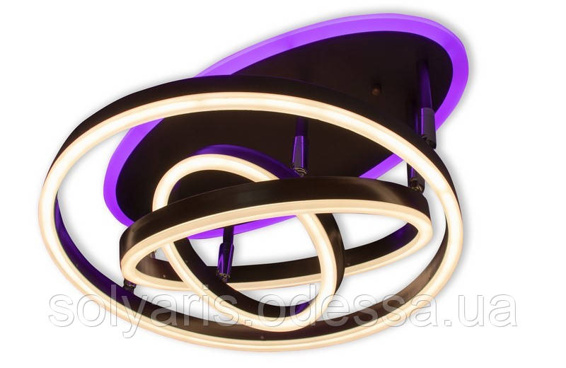 Сучасна світлодіодна люстра з почерговим включенням трьох режимів і пультом 100ват : 55010-3 сіра,коричнева, фото 1