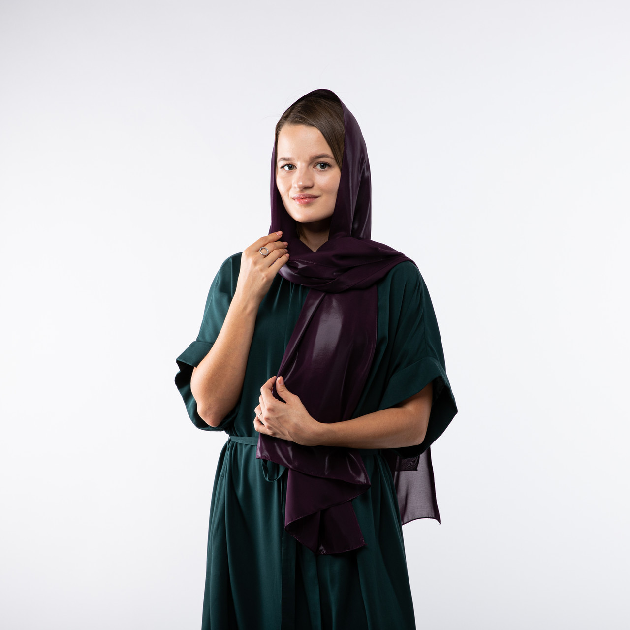 Шарф шифоновий з прозорим напиленням 180х70см Фіолетовий, фото 1