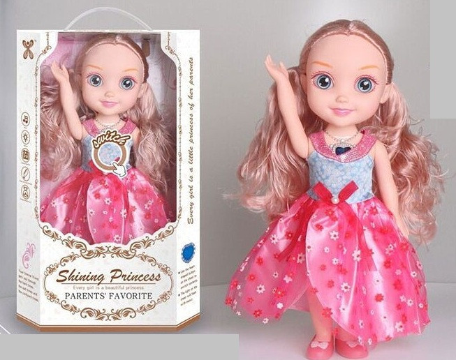 Музична лялька з аксесуарами в  рожевій сукні з довгим волоссям YL 005 A-2