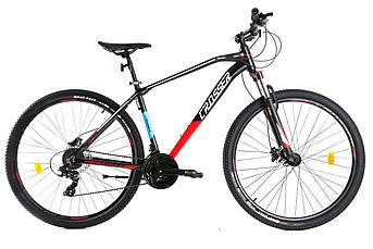 Гірський алюмінієвий велосипед Crosser Inspiron 29"рама 19" комплектація Shimano,швидке зняття коліс чорно-червоні