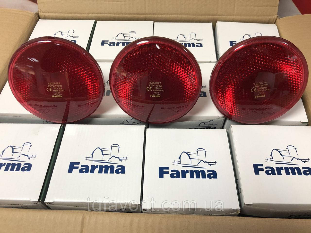 Инфракрасная лампа для обогрева PAR Farma красная 100 Вт - фото 1 - id-p323888137