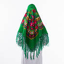 Українська хустка з люрексом 110х110см Зелена, фото 2