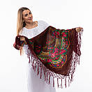 Українська хустка з люрексом 110х110см Бордова, фото 3