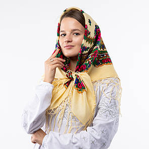 Українська хустка з тороками 90х90см Кремова