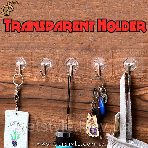 Вішалка тримач самоклейна прозора Transparent Holder 5 шт.