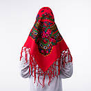 Українська хустка з тороками 90х90см Червона, фото 5