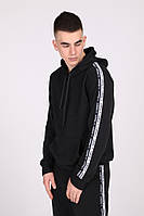 Худі чорне з лампасами Adidas duo