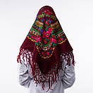 Українська хустка з тороками 90х90см Бордова, фото 3