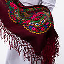 Українська хустка з тороками 90х90см Бордова, фото 4