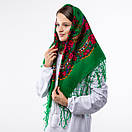 Українська хустка з тороками 90х90см Зелена, фото 2