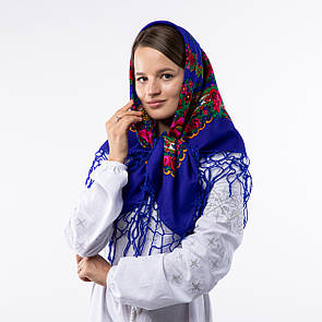 Українська хустка з тороками 90х90см Синя