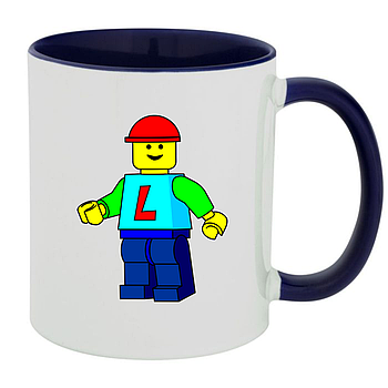 Кружка Чашка Лего LEGO Белая Синяя ручка