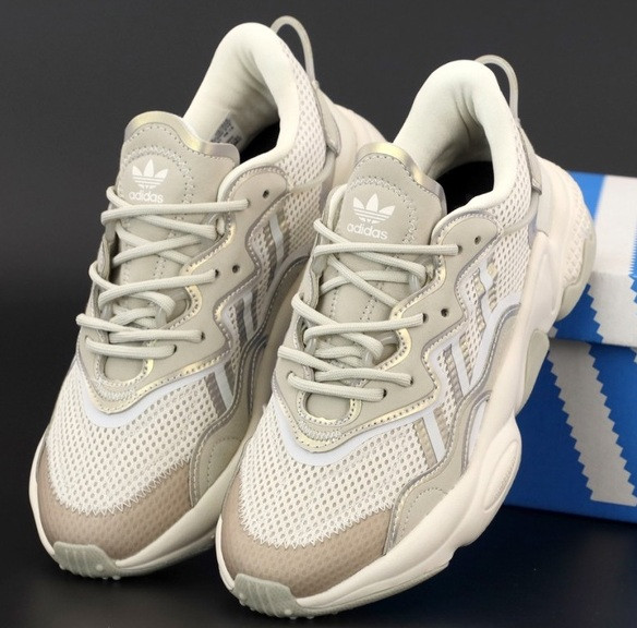 Жіночі кросівки Adidas Ozweego весна-осінь демісезонні рефлективні бежеві. Фото в живу. топ, фото 1