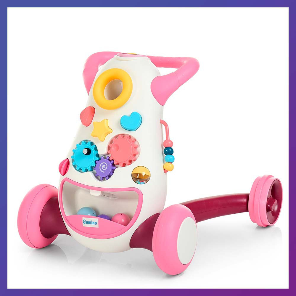 Дитячі ходунки-каталка 2 в 1 з музичними ефектами Baby Walker K1 рожеві, фото 1