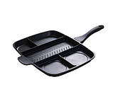 Сковорода-гриль Magic Pan 5 в 1 з антипригарним покриттям для приготування без олії зі знімною ручкою на, фото 4