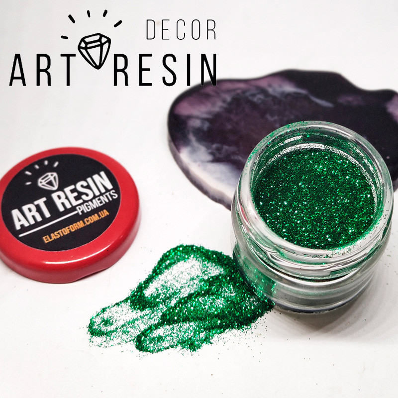 Глиттер зелений Art Resin pigments, блискітки, розмір часток дрібний. Уп. 25мл