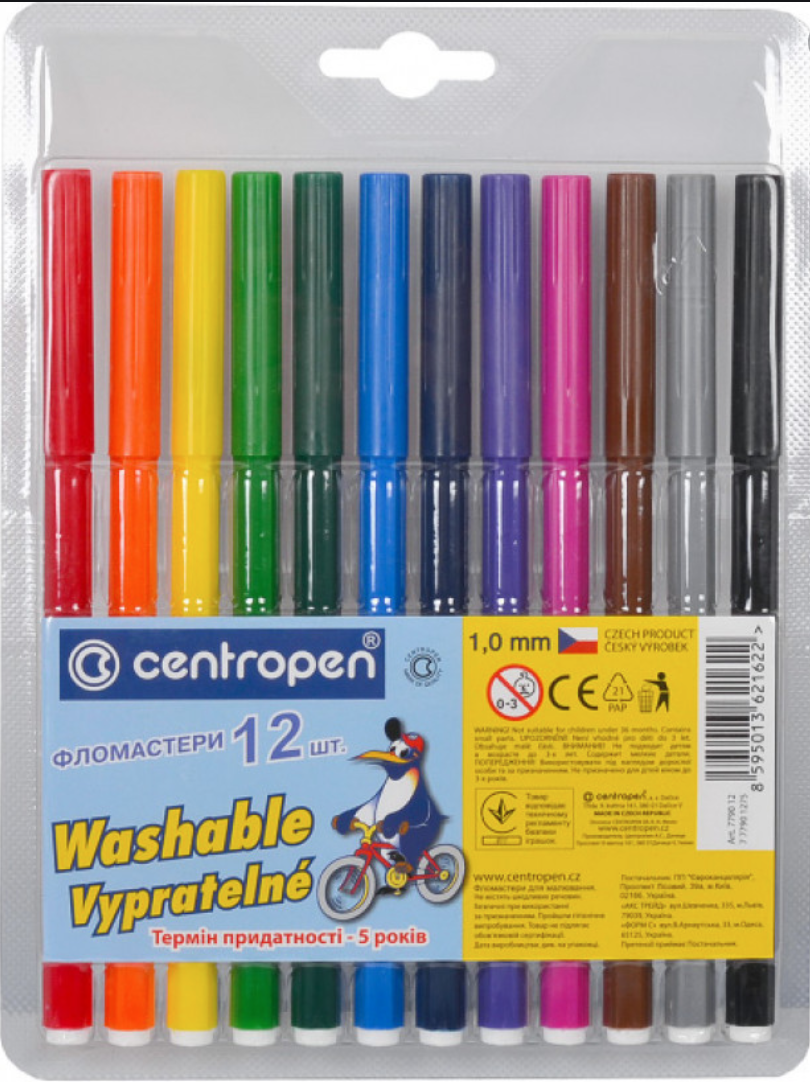 Фломастери Centropen, набір 12 кольорів, фото 1