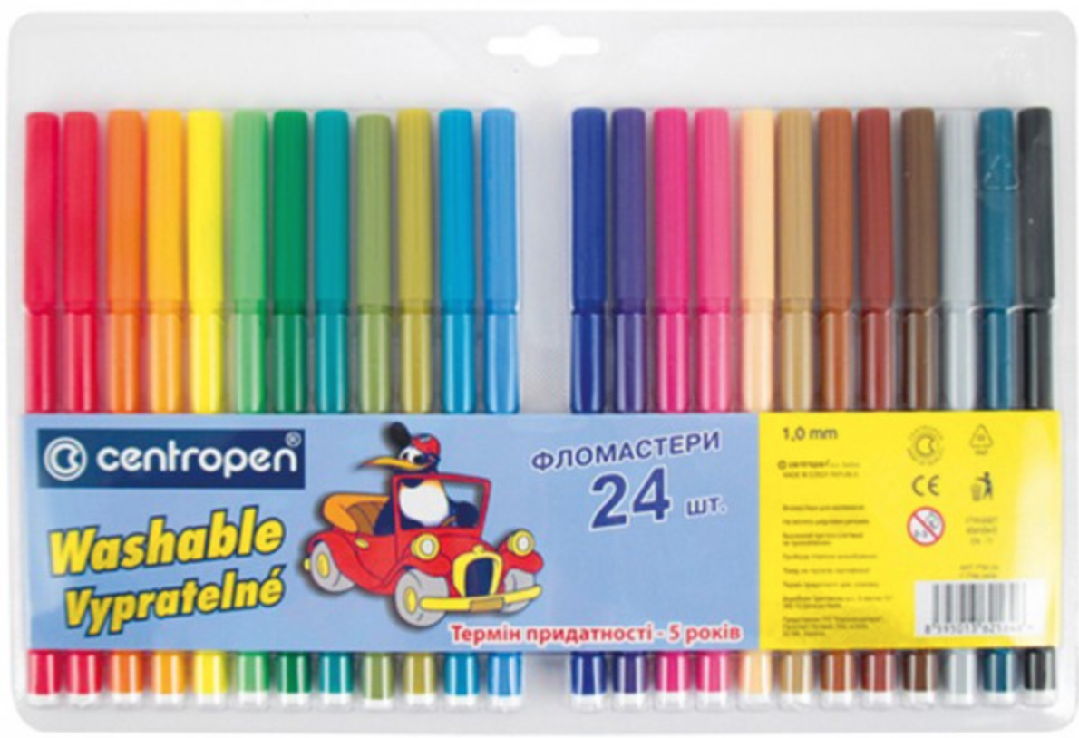 Фломастери Centropen, набір 24 кольорів