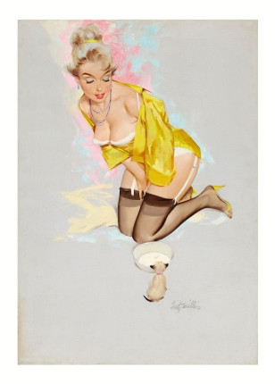 Листівка FRITZ WILLIS Woman Feeding Kitten Bowl Of Milk, фото 1