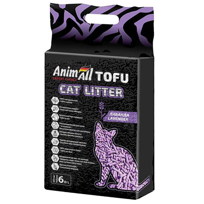 Наповнювач туалетів для кішок AnimAll Tofu Lavender з ароматом лаванди 4.66 кг (10 л)