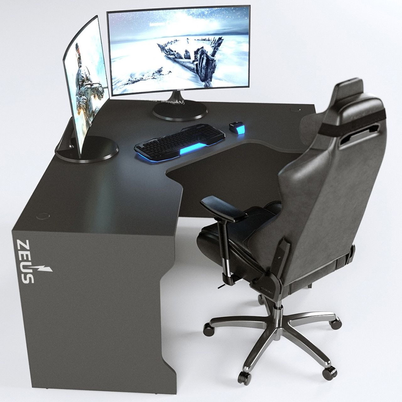 Геймерський стіл кутовий "TRON-2" 180х120 см. Чорний, фото 1