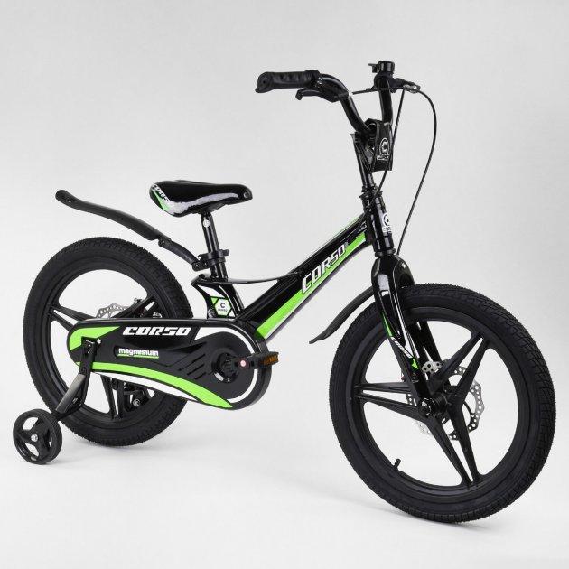 Велосипед детский Corso 18 дюймов черный-салатовый (CRSMG18957) - фото 1 - id-p1412133780