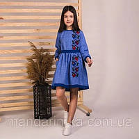 Блакитне плаття вишиванка для дівчинки мальвочка