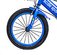 Велосипед двоколісний Scale Sports 16" T13 Синій c кошиком на кермі, ручним і дисковим гальмом, фото 5