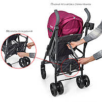 Коляска дитяча El Camino ME 1029 BREEZE Pink Прогулянкова Тростинка, фото 6