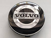 Колпачки заглушки в литые диски Volvo 64/61/10 мм. 3546923 Черные/Хром.Эмблема