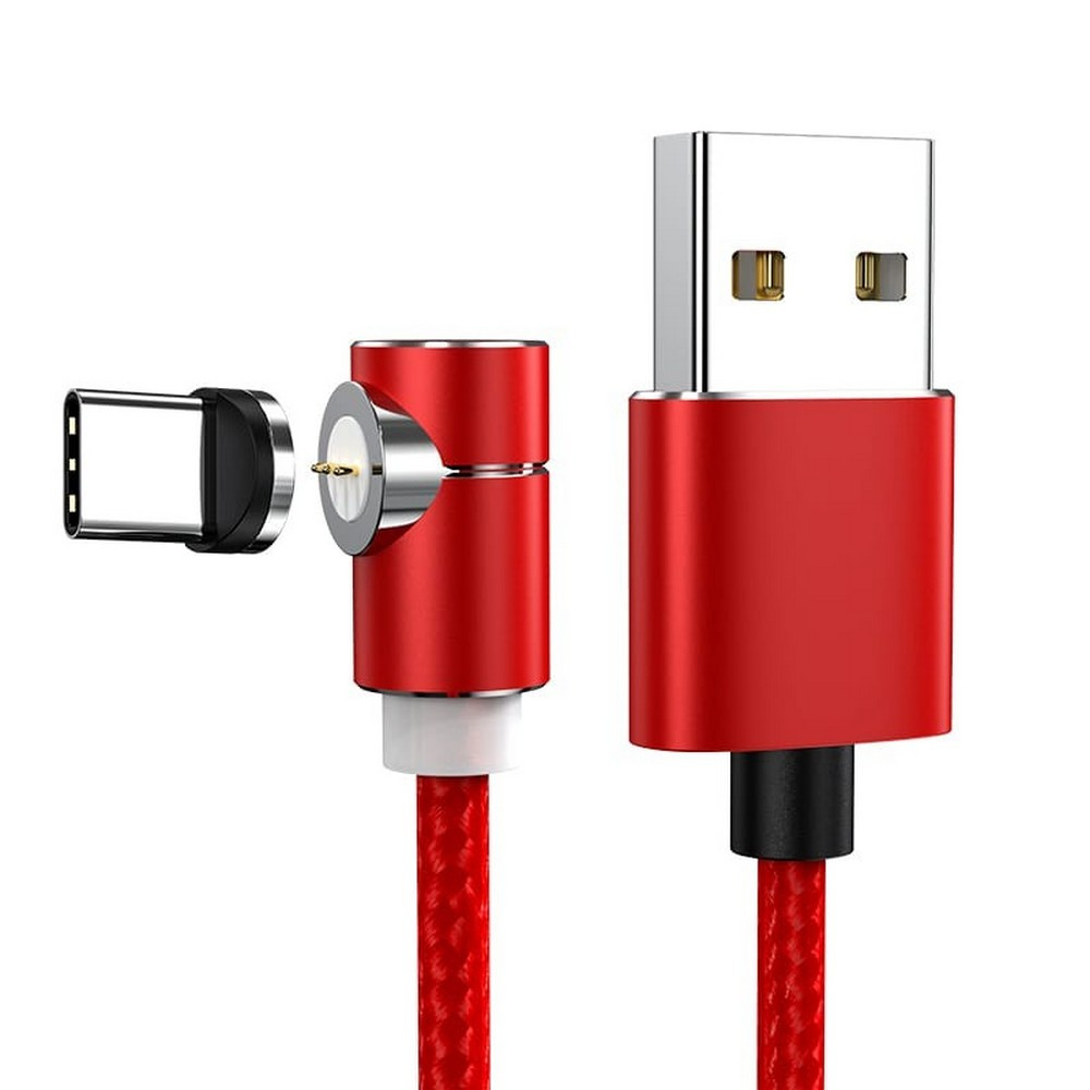 Магнітний кабель синхронізації Topk USB Type-C 1 m 3 A 360° нейлоновий червоний (TK69C-VER2-RD)