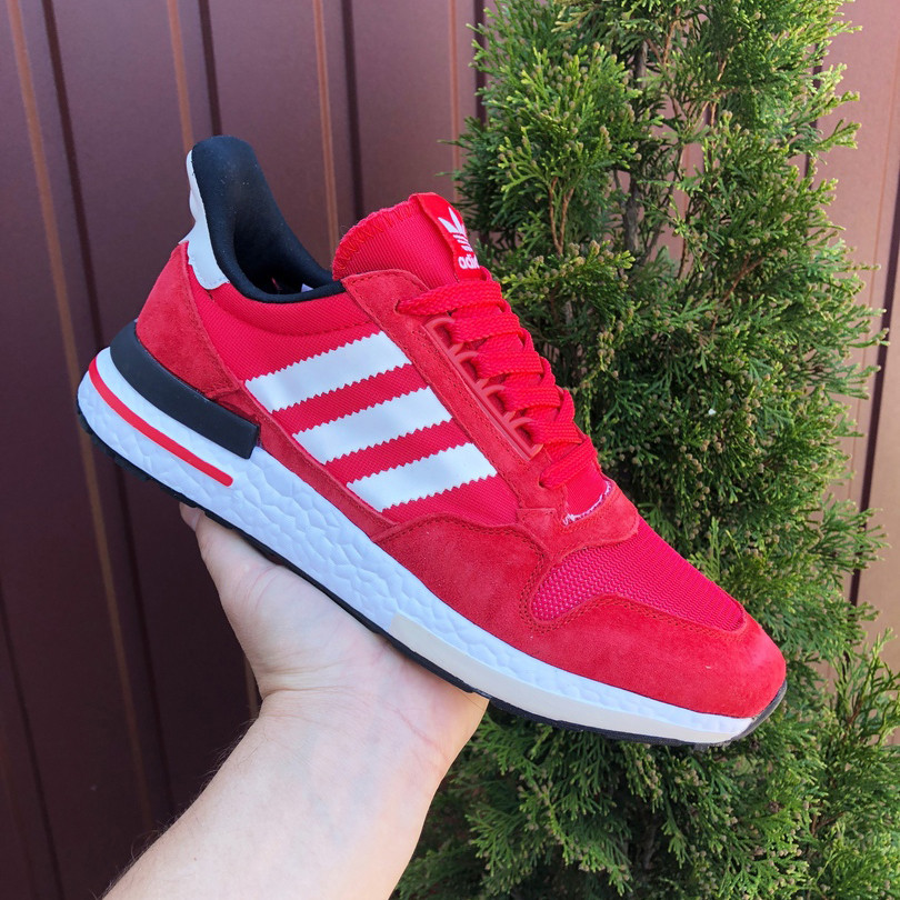 Кросівки Adidas Zx 500 Rm чоловічі замшеві модні сітка червоні