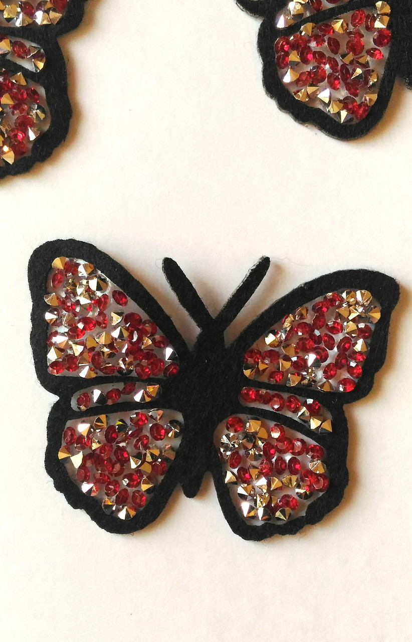 Аплікація термо Метелик зі стразами червоний, фото 1