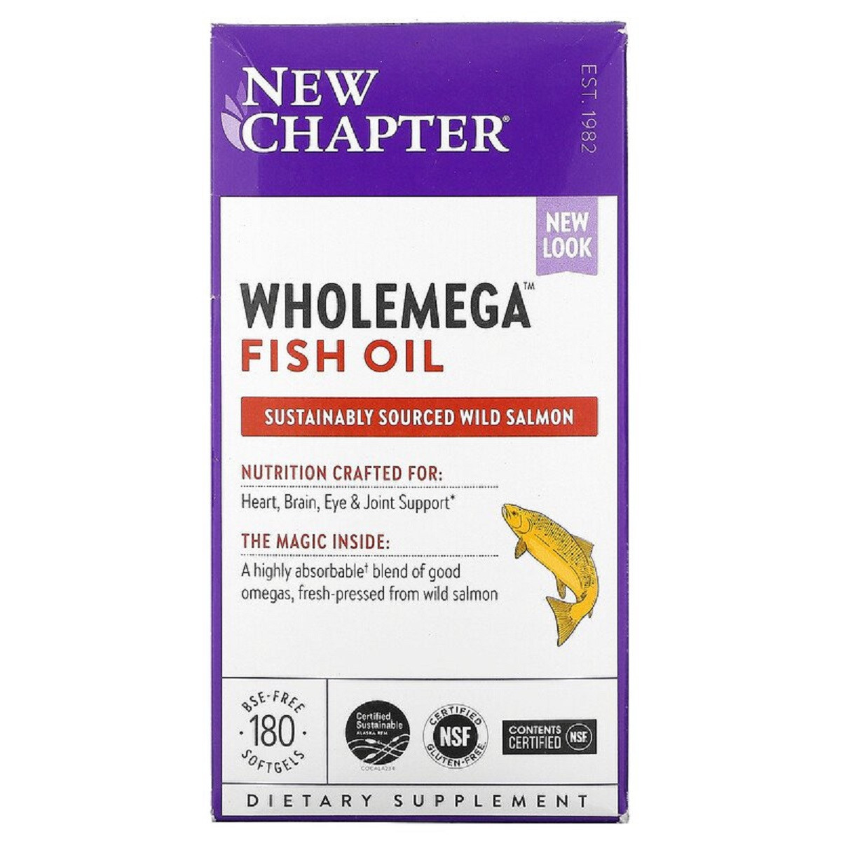 Жир Аляскинского Лосося 1000мг, Wholemega, Alaskan Salmon Oil, New Chapter, 180 желатинових капсул