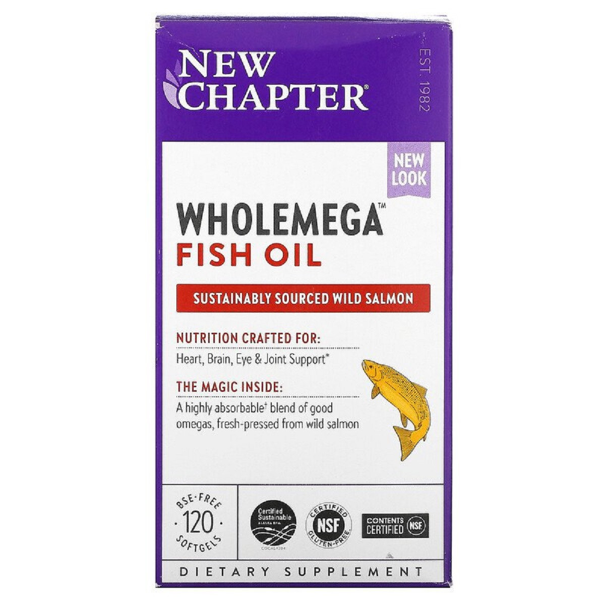 Жир Аляскинского Лосося 1000мг, Wholemega, Alaskan Salmon Oil, New Chapter, 120 желатинових капсул