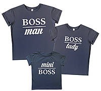 3 футболки family look на семью "boss man, boss lady, mini boss" Family look