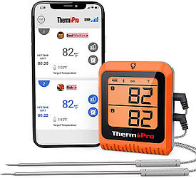 Bluetooth-термометр для м'яса ThermoPro TP-25H2 з подвійним зондом (150 метрів) Bluetooth 5.0