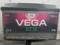 Аккумулятор VEGA 78Ah, R, EN 750 (WESTA) EFB автомобильный. Работаем с НДС