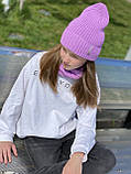Демісезонний дитячий в'язаний набір шапочка і снуд для дівчинки ручної роботи., фото 5