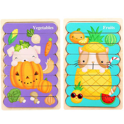 Деревянная игрушка Головоломка-пазл «Фрукты-Овощи», развивающие товары ...