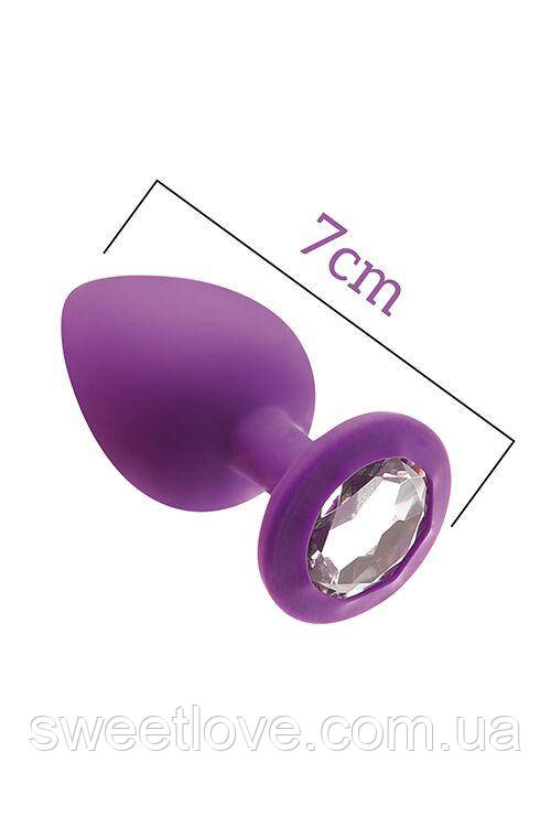 Анальна пробка з кристалом MAI Attraction Toys №47 Purple, довжина 7см, діаметр 2,5 см