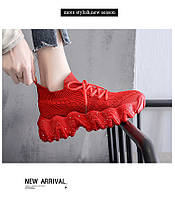 Кроссовки женские на лето осень красные по стельке 25,5 см Bling Shoes