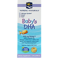 Риб'ячий жир (ДГК) для Дітей з Вітаміном D3, baby's DHA, with Vitamin D3, Nordic Naturals, 60 мл