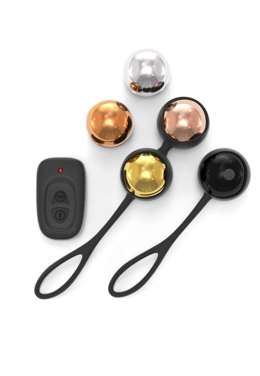 Набір вагінальних кульок Dorcel Training Balls, діам. 3,4 см, вага 20-117гр, є вібрація, пульт ДК Bomba💣, фото 1